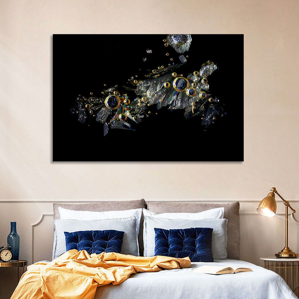 Microscopic Vitamin C Crystals Wall Art in a room, landscape