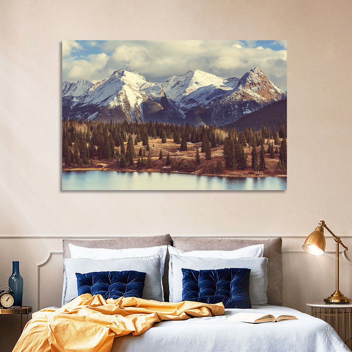 Snow-capped Colorado Rockies Wall Art in a room, landscape