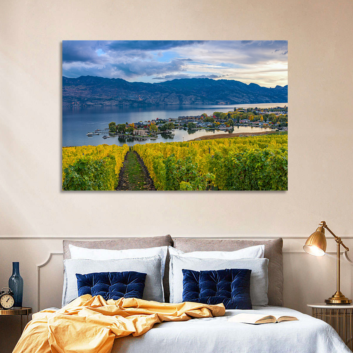 Okanagan Lake Vineyard, Kelowna Wall Art in a room, landscape