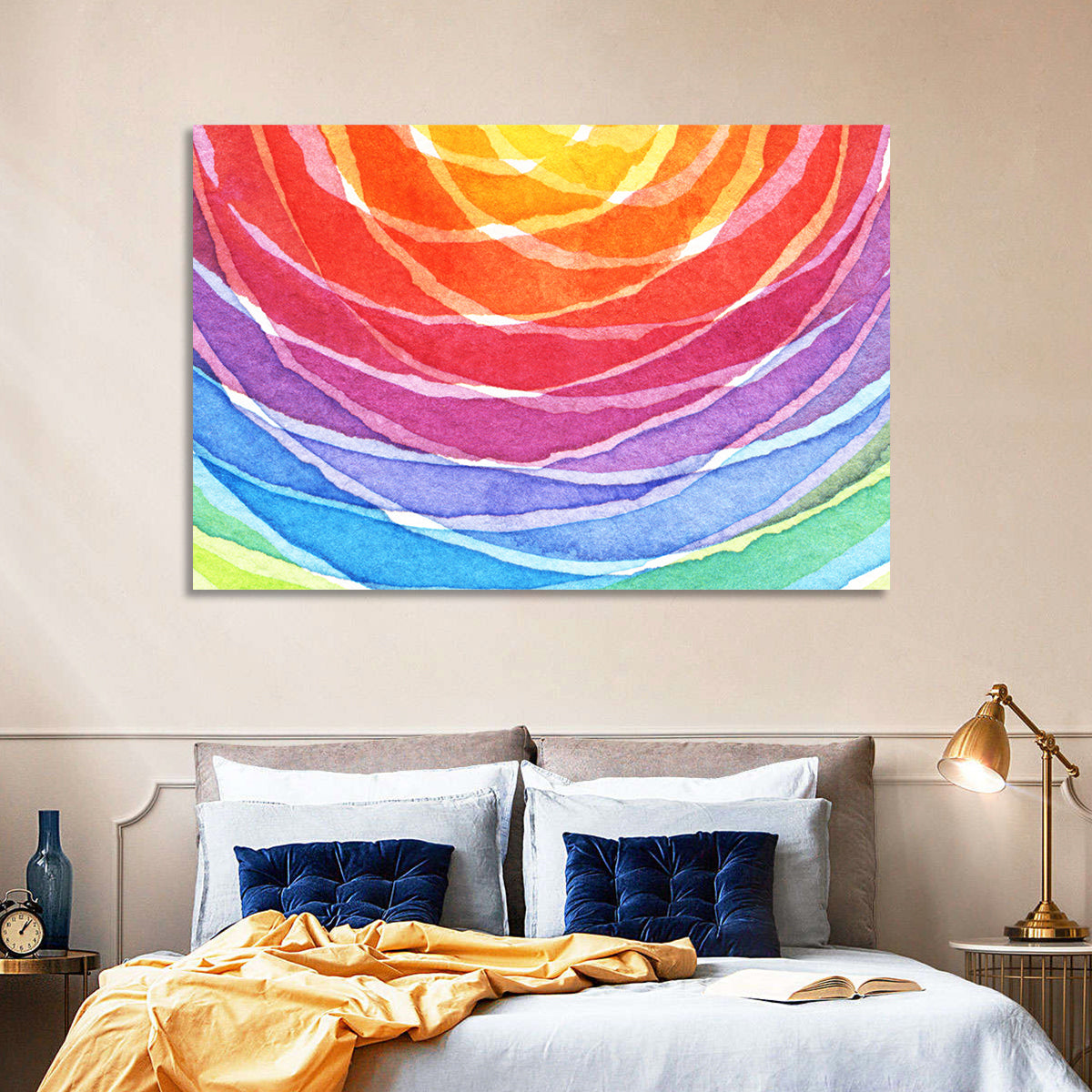 Radiant Rainbow Watercolor Arcs Wall Art