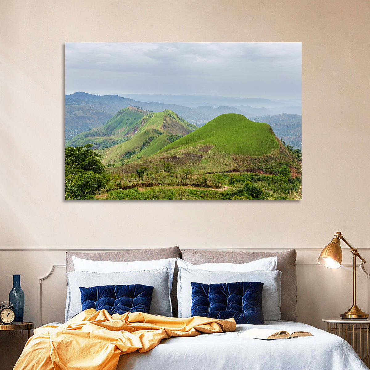 Rolling Summer Hills Wall Art in a room, landscape