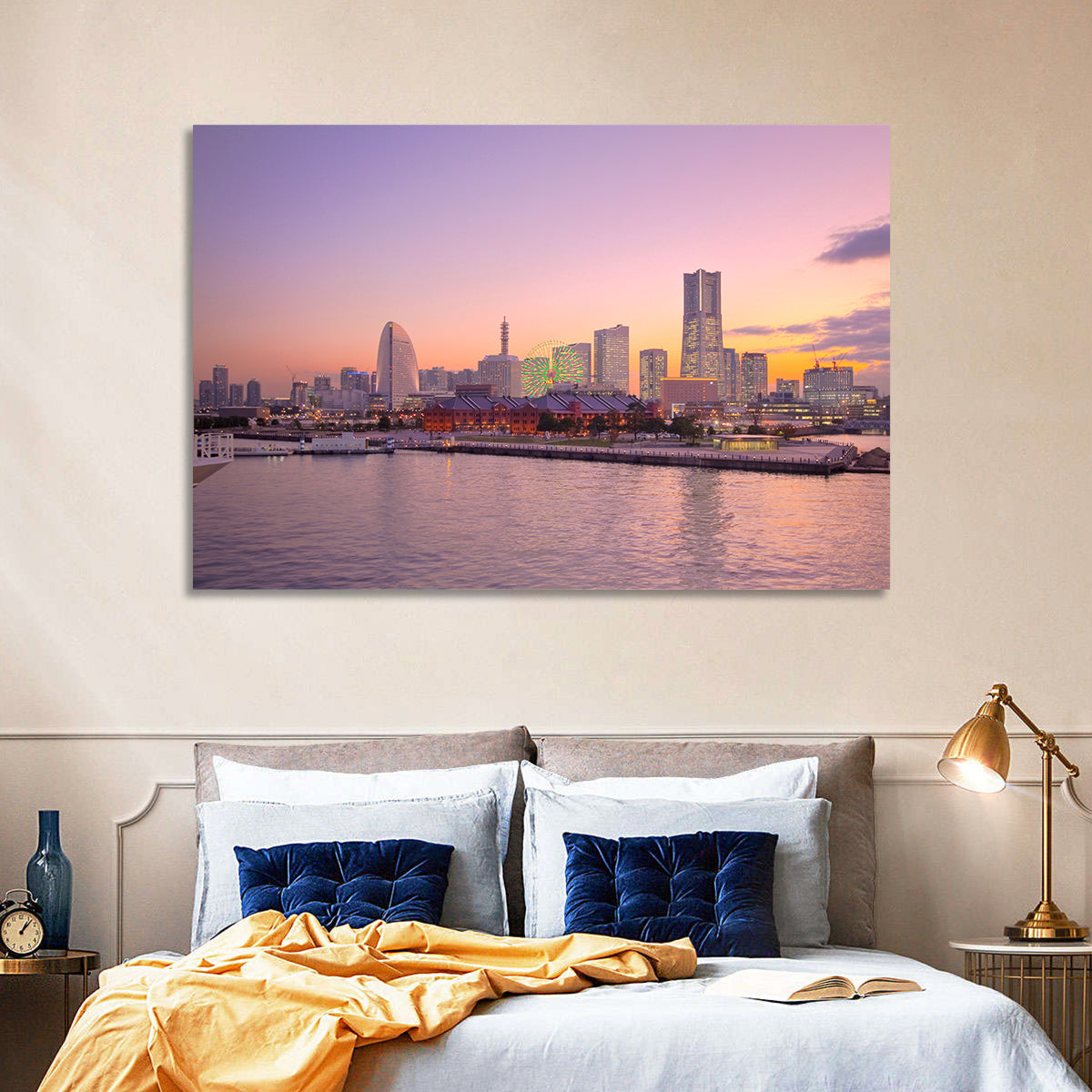 Yokohama Harbor Twilight Wall Art