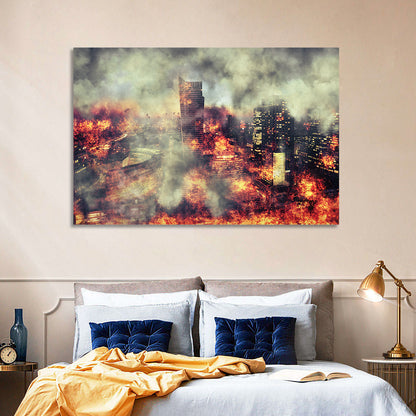 Burning City Abstract Wall Art