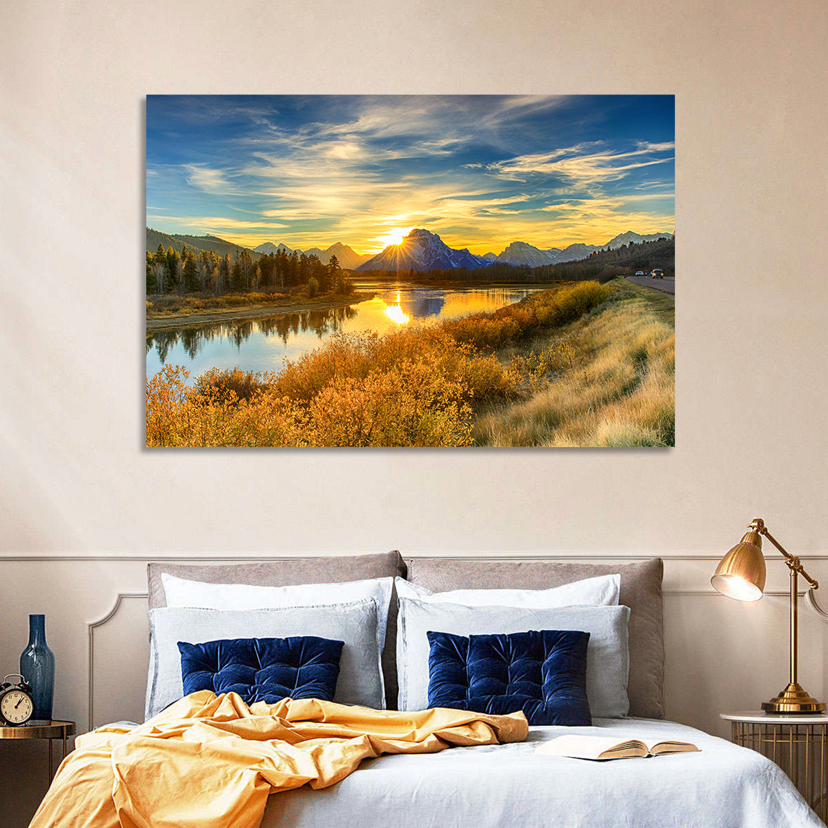 Oxbow Bend Sunrise Wall Art in a room, landscape