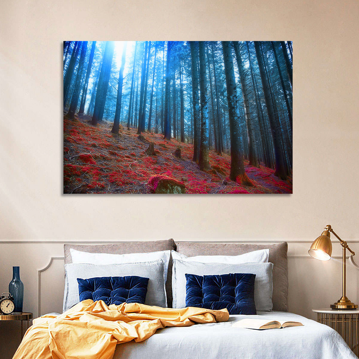 Enchanted Red Moss Forest Wall Art