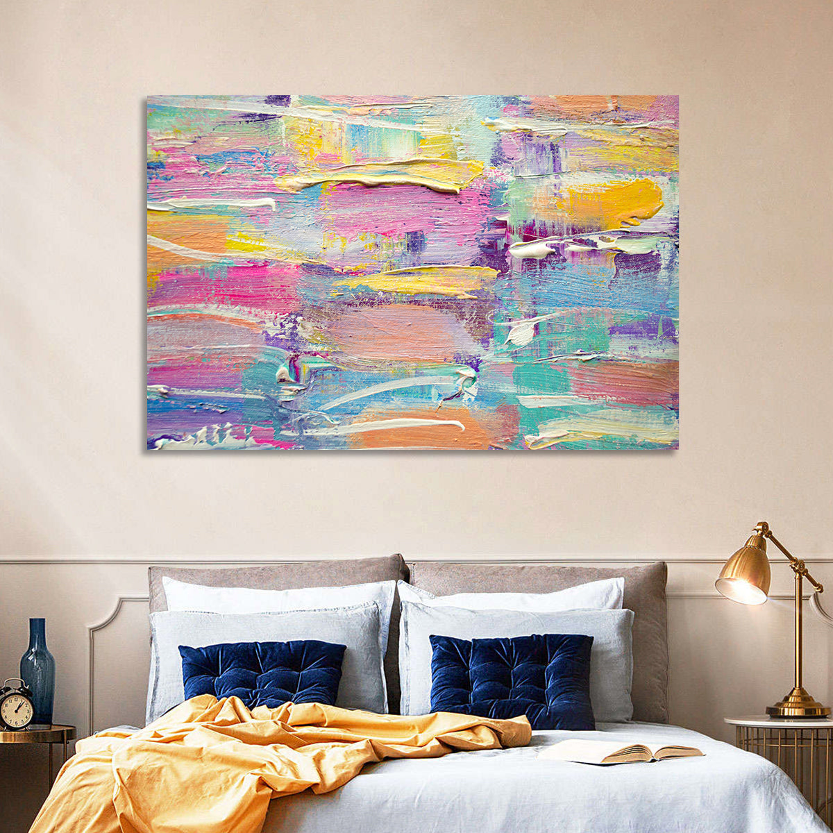 Rough Board Brushstrokes Wall Art in a room, landscape
