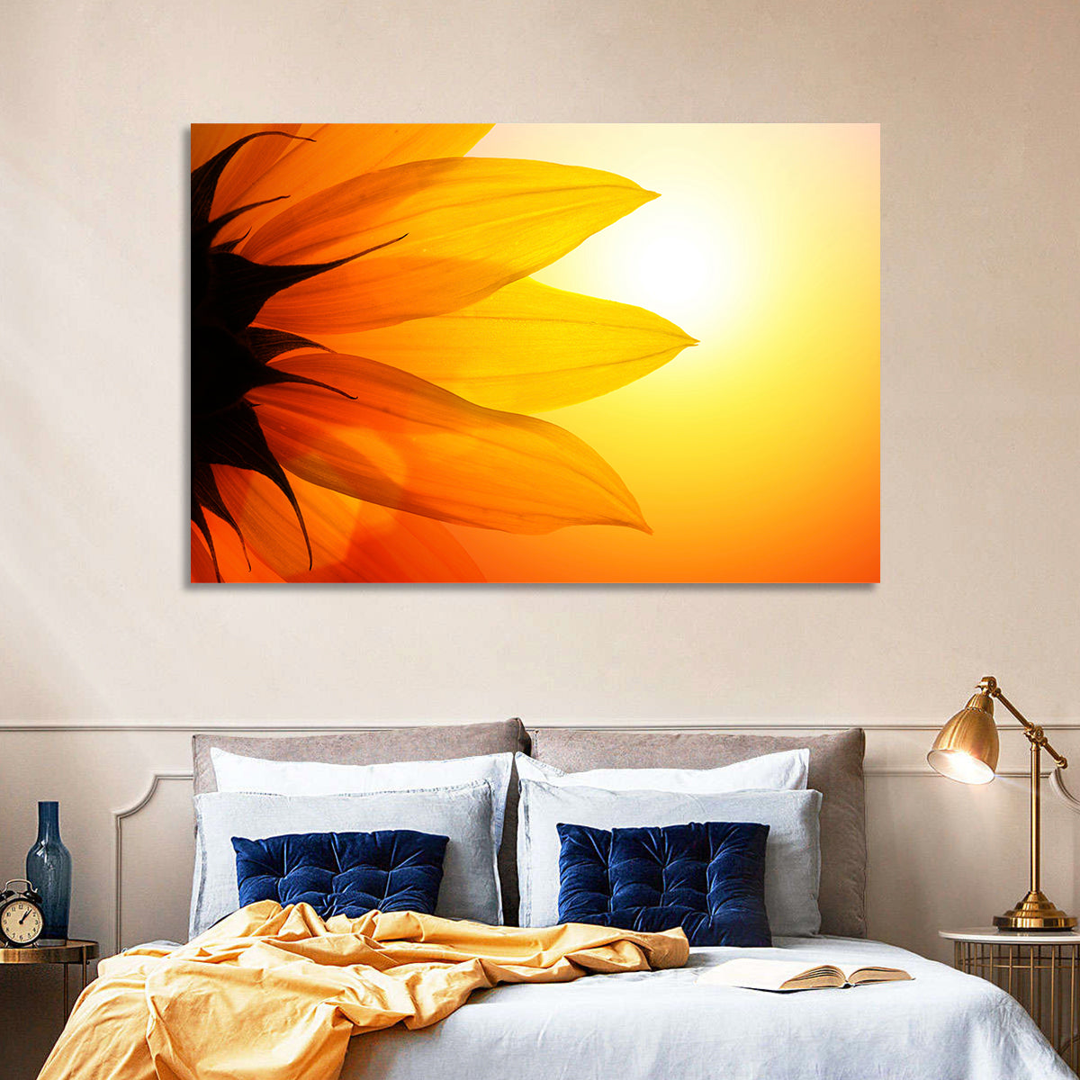 Backlit Sunflower Petals Wall Art