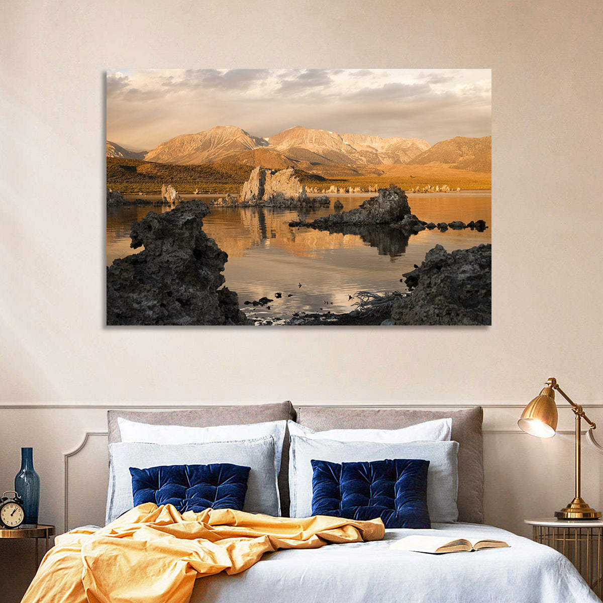 Mono Lake Tufa at Golden Hour Wall Art in a room, landscape