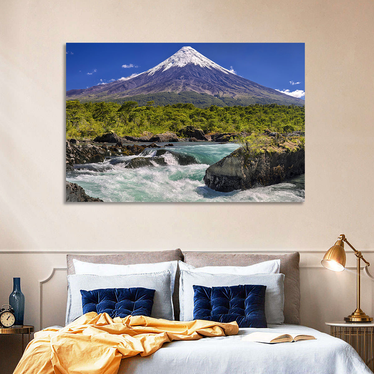 Osorno Volcano Over Petrohue Rapids Wall Art