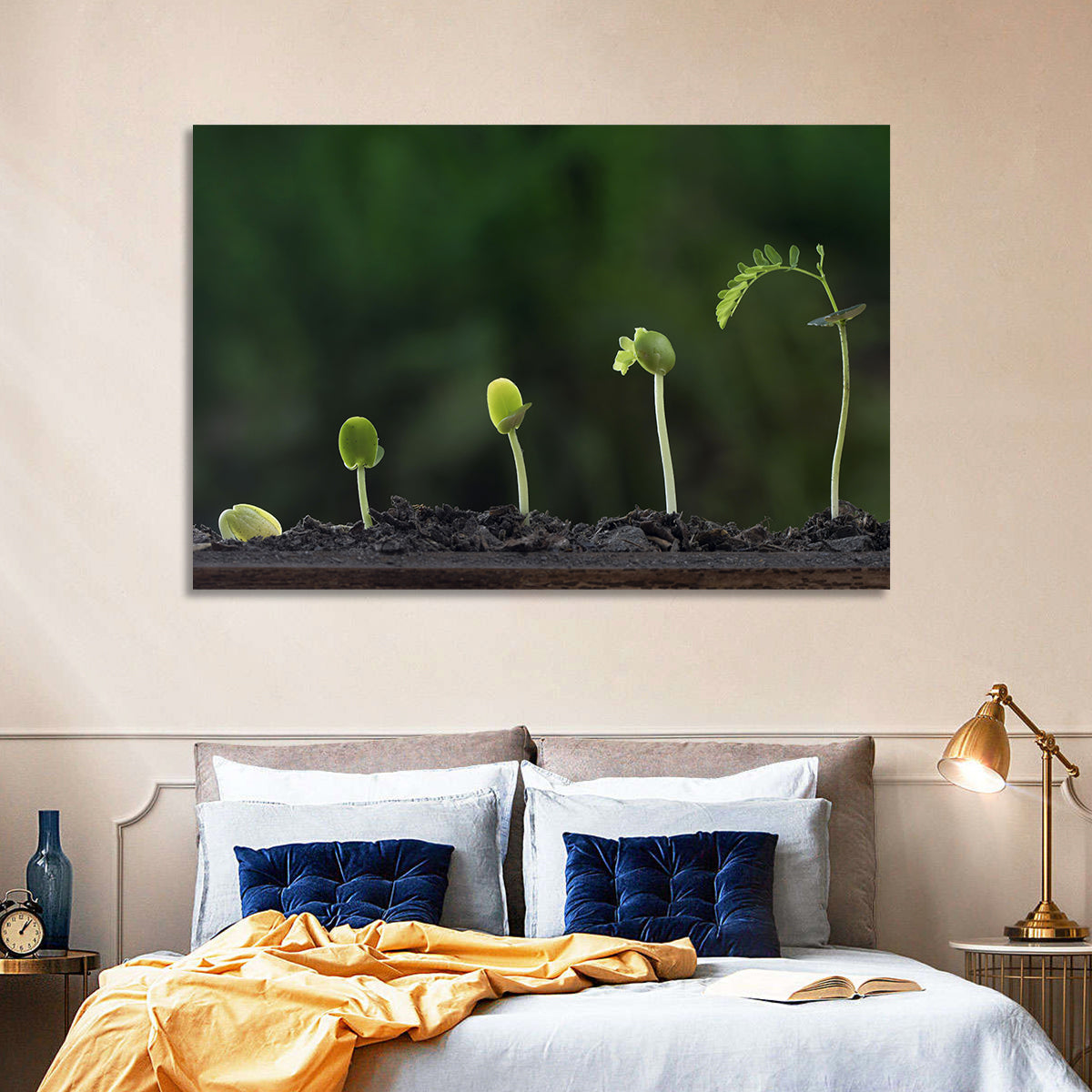 Five-stage Plant Growth Wall Art in a room, landscape