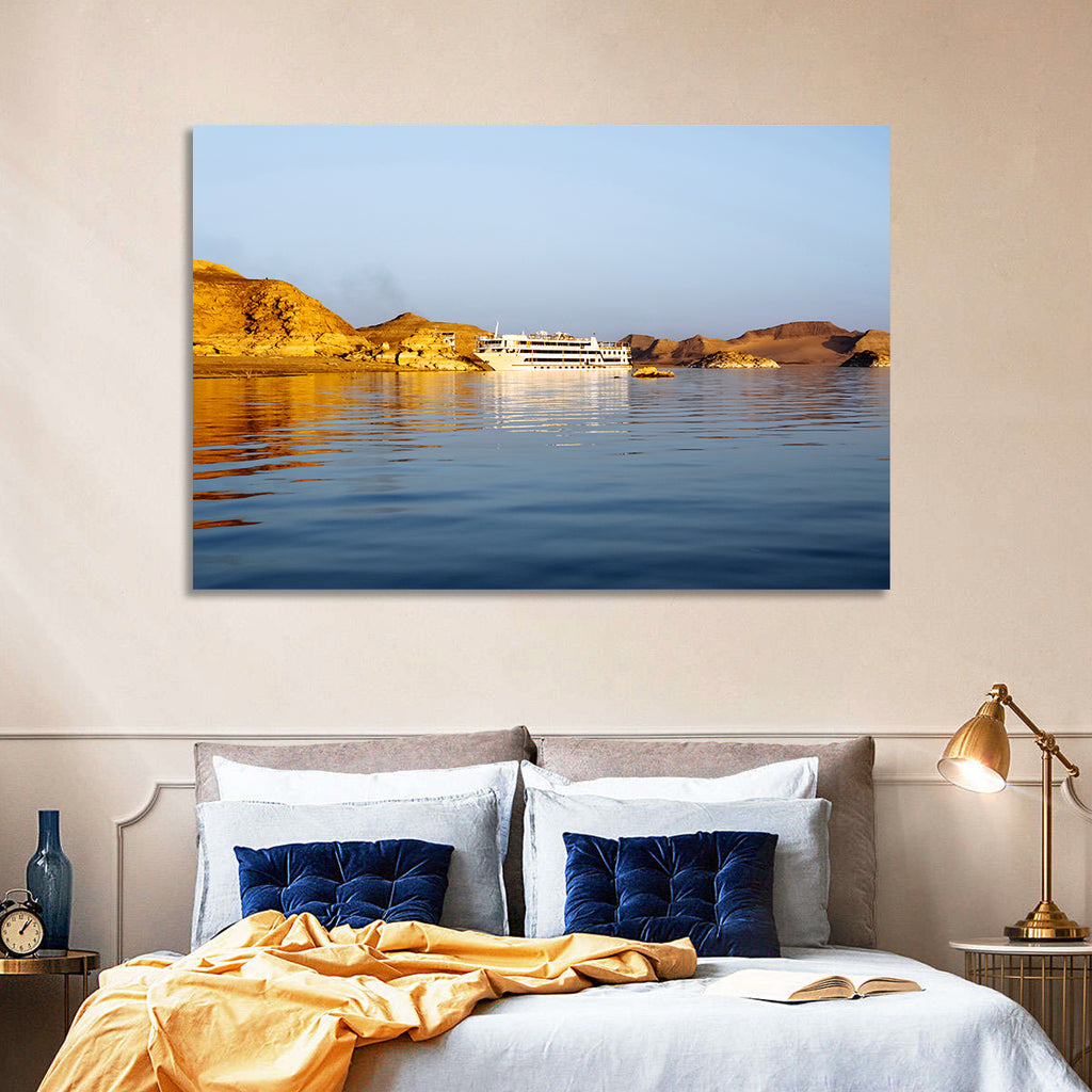 Lake Nasser Cruise Ship at Golden Hour Wall Art