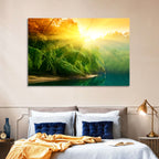 Golden Bamboo Riverbank Wall Art
