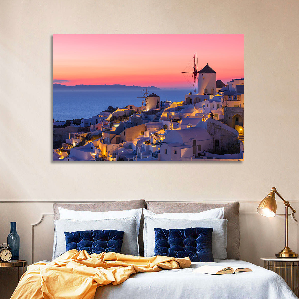 Oia Windmills at Dusk Wall Art