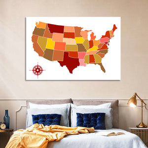 United States Of America Map Wall Art