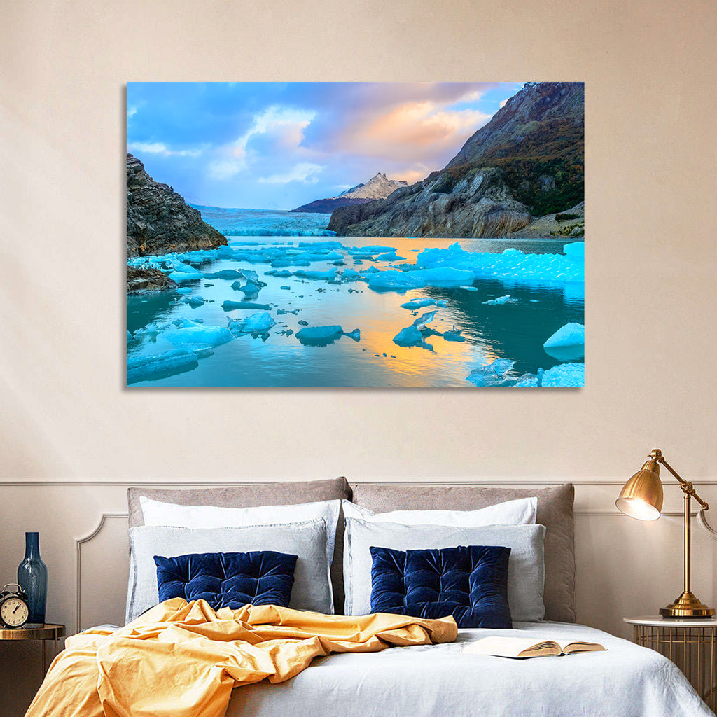 Grey Glacier at Sunset Wall Art