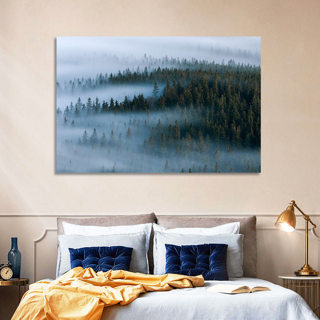 Morning Mist Over Pine Valley Wall Art