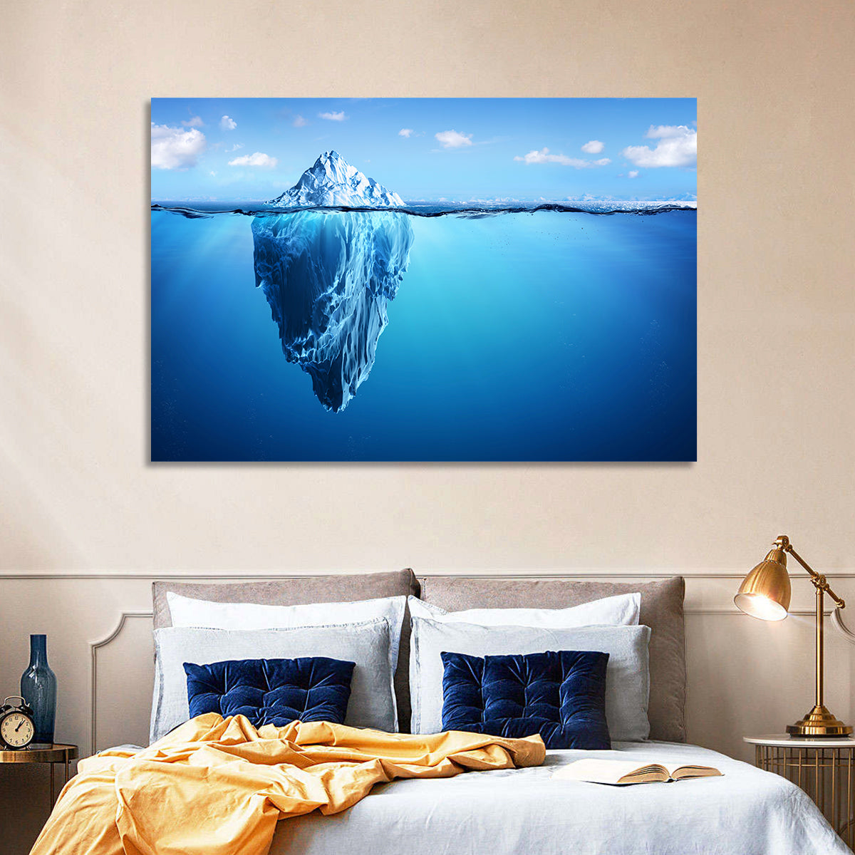 Split-level Iceberg Wall Art in a room, landscape