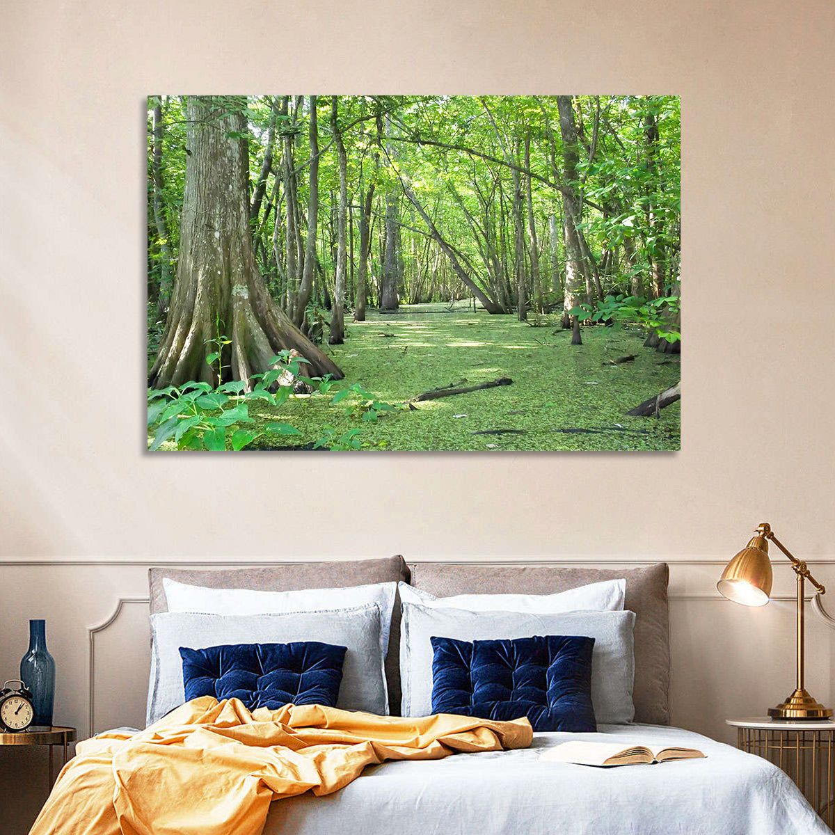 Summer Cypress Bayou, Louisiana Wall Art in a room, landscape