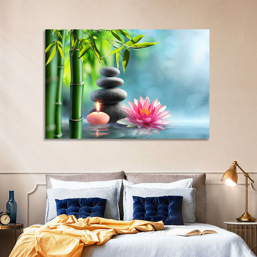 Zen Massage Stones with Waterlily Wall Art