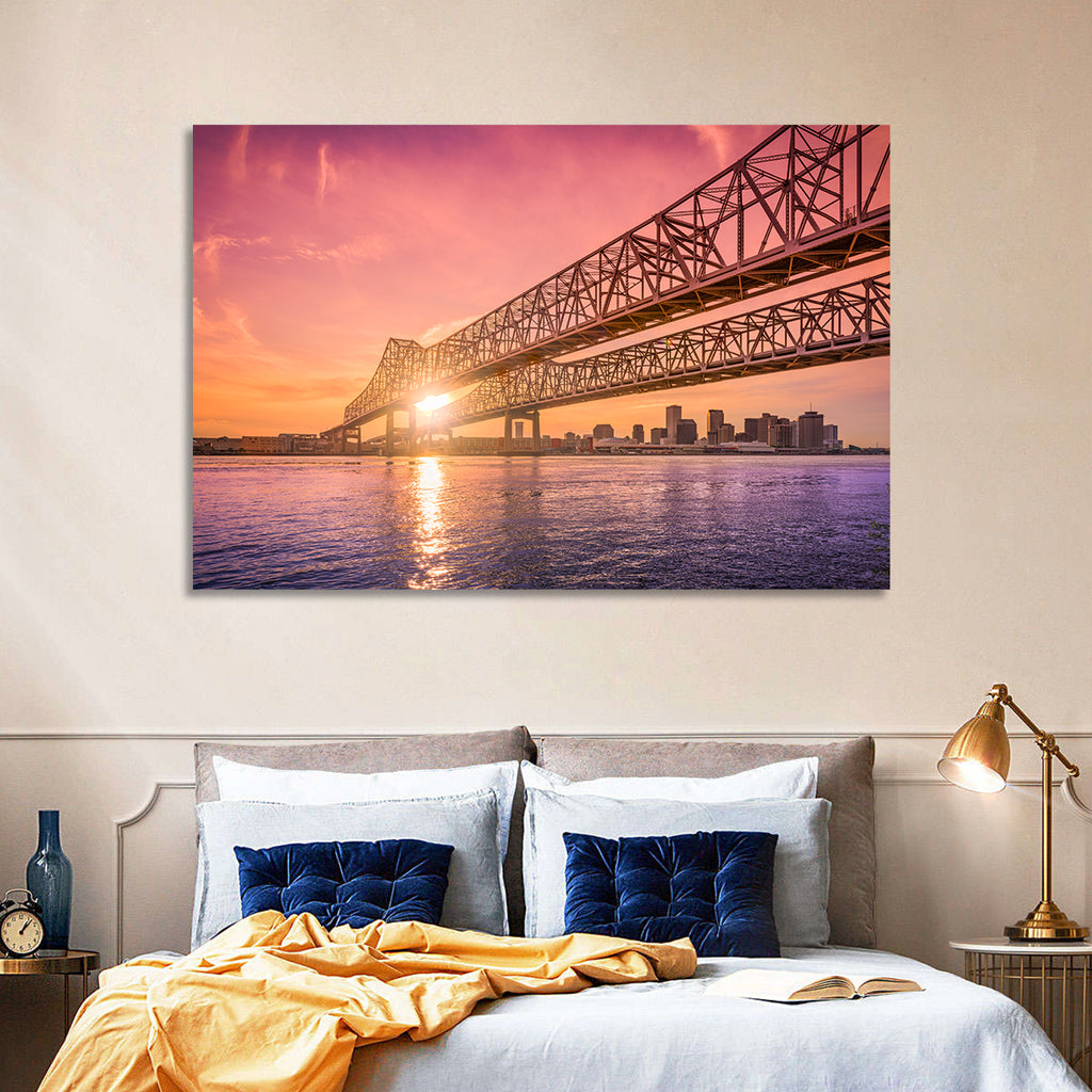 Crescent City Connection at Sunset Wall Art
