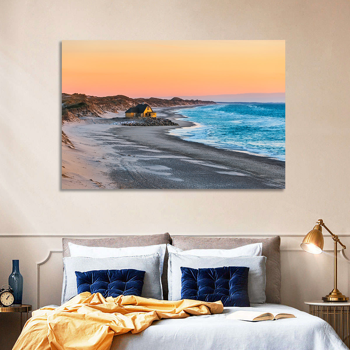 Gammel Skagen Beach House Wall Art in a room, landscape