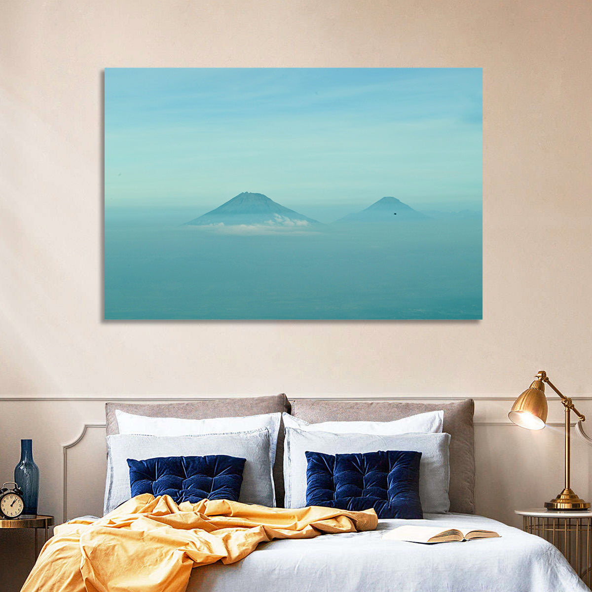Sumbing and Sindoro Volcanoes Wall Art in a room, landscape