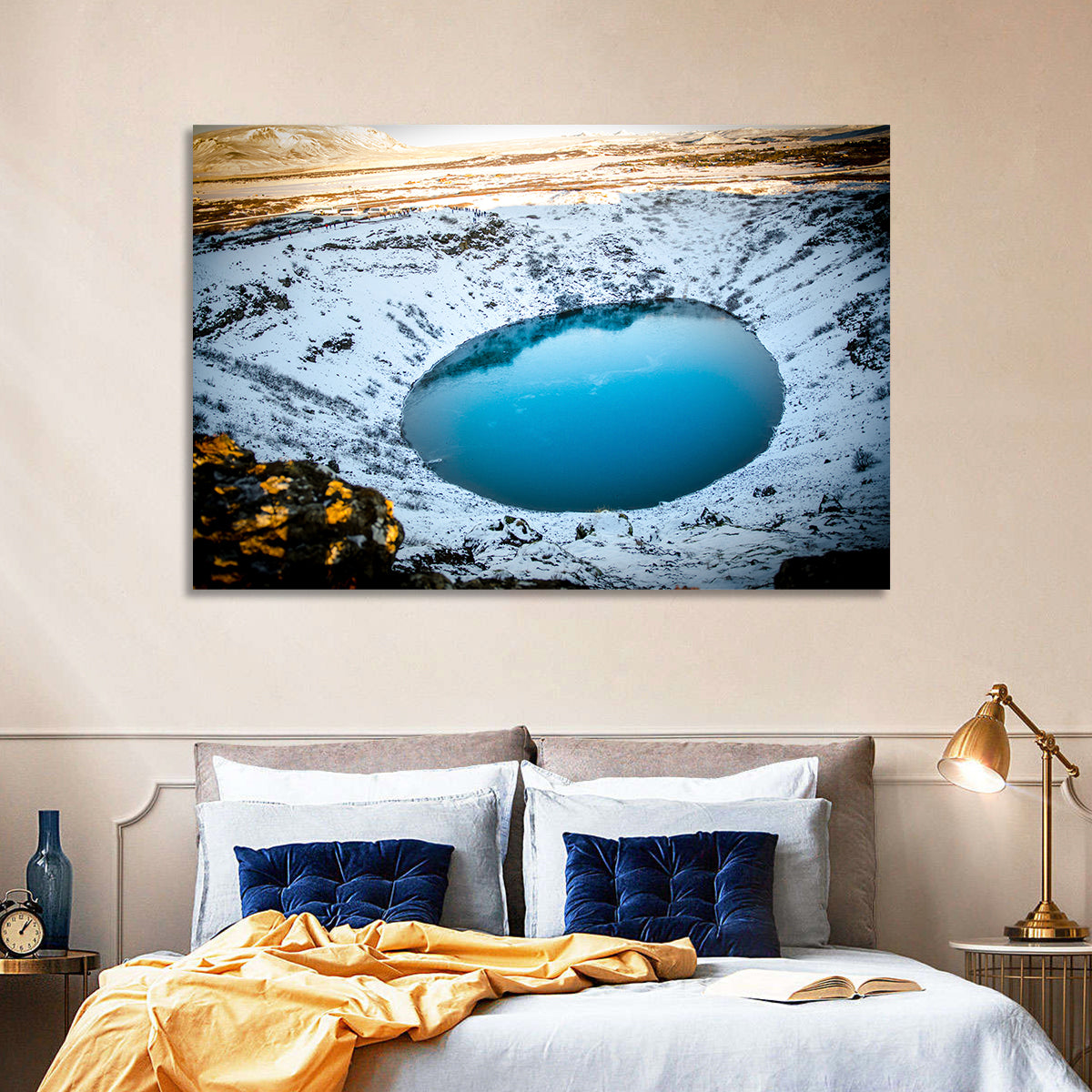 Kerid Crater Lake Wall Art in a room, landscape