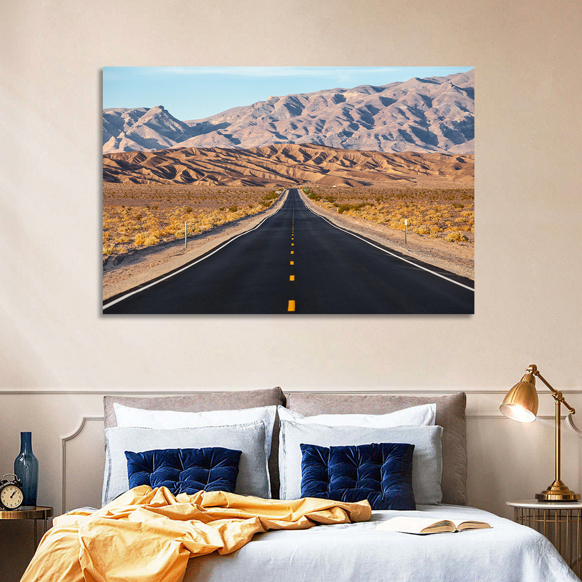 Death Valley Desert Road Wall Art in a room, landscape