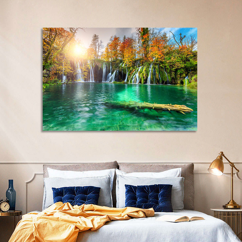 Autumn Waterfalls at Plitvice Lakes Wall Art