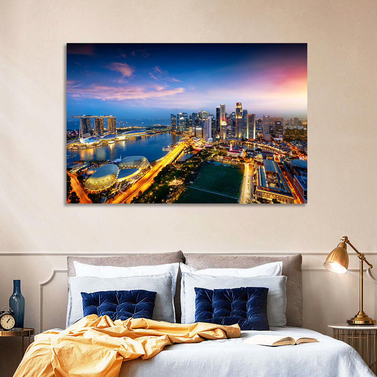 Marina Bay Twilight Singapore Wall Art in a room, landscape
