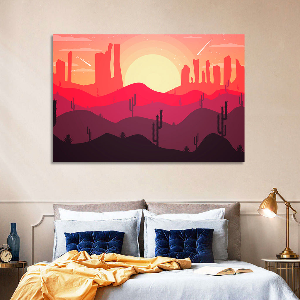 Sunset Desert Cacti Wall Art