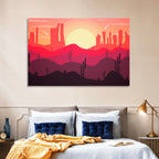 Sunset Desert Cacti Wall Art