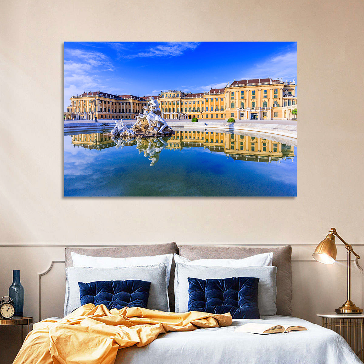 Schönbrunn Palace Fountain View Wall Art in a room, landscape