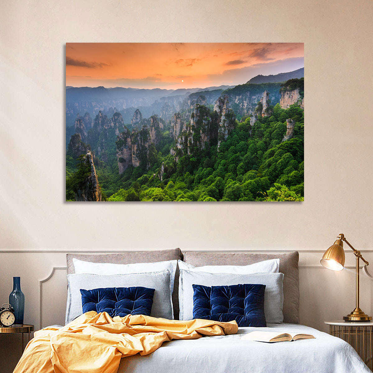 Zhangjiajie Forest at Sunset Wall Art in a room, landscape