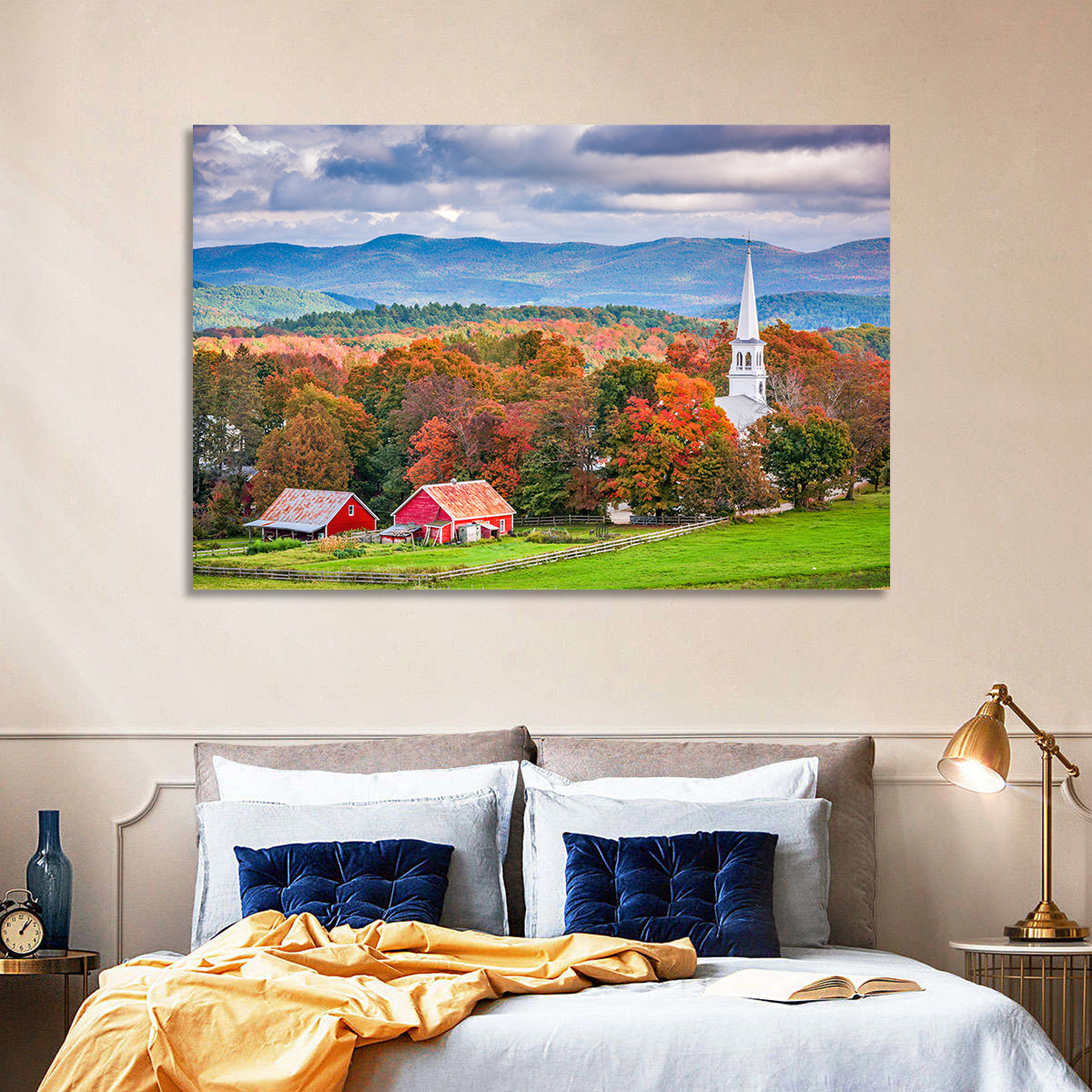 Peacham Autumn Pasture Wall Art in a room, landscape