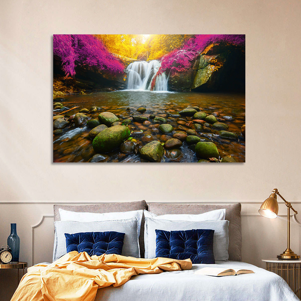 Phu Soi Dao Waterfall at Dusk Wall Art in a room, landscape