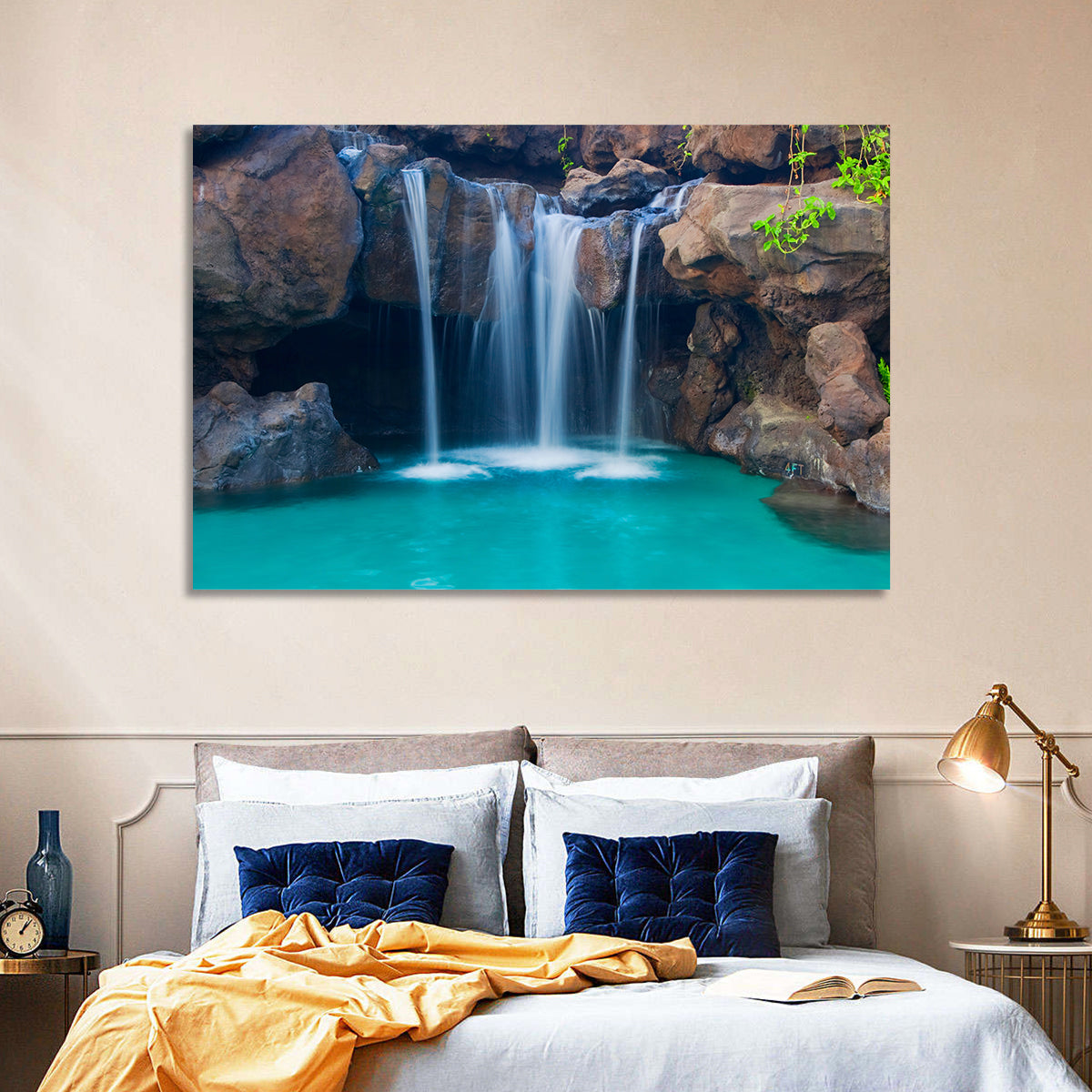 Waterfall Into Turquoise Pool Wall Art