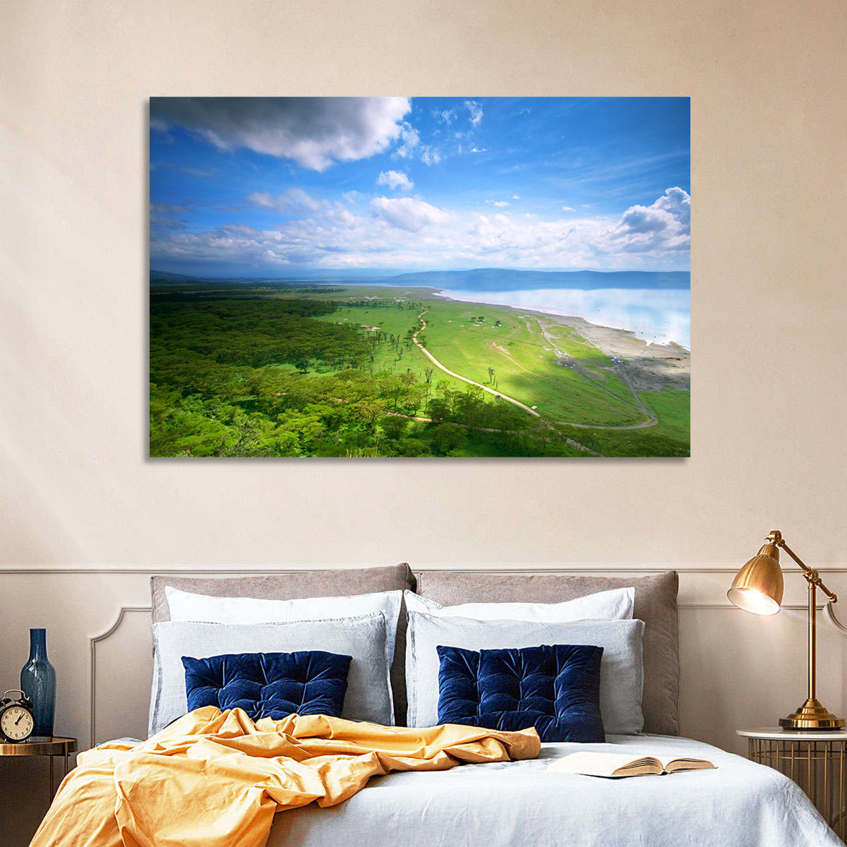 Lake Nakuru Overlook Wall Art in a room, landscape