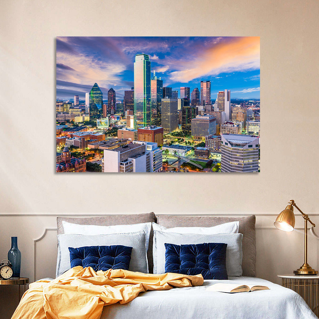 Dallas Twilight Skyline Wall Art