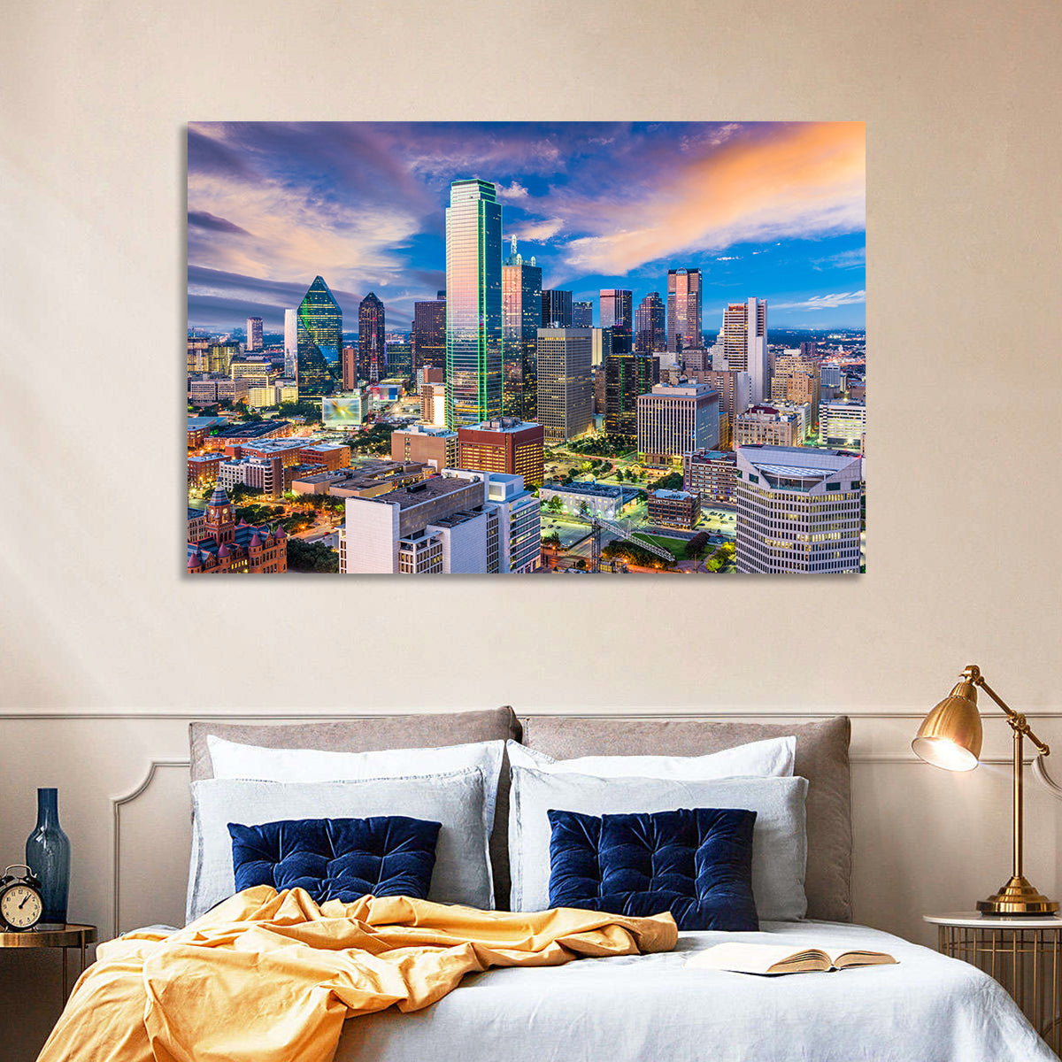 Dallas Twilight Skyline Wall Art