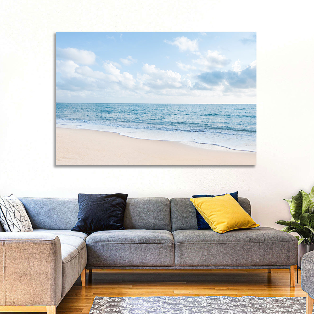 Minimalist Sandy Beach and Gentle Waves Wall Art