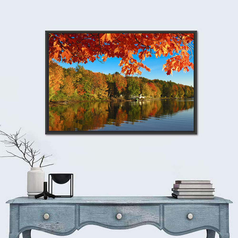 Autumn at Lake Iroquois Wall Art in a room, landscape