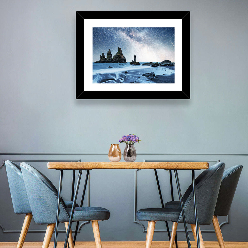 Reynisdrangar Sea Stacks Night Wall Art
