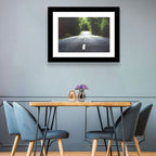 Summer Forest Road with Yellow Sign Wall Art