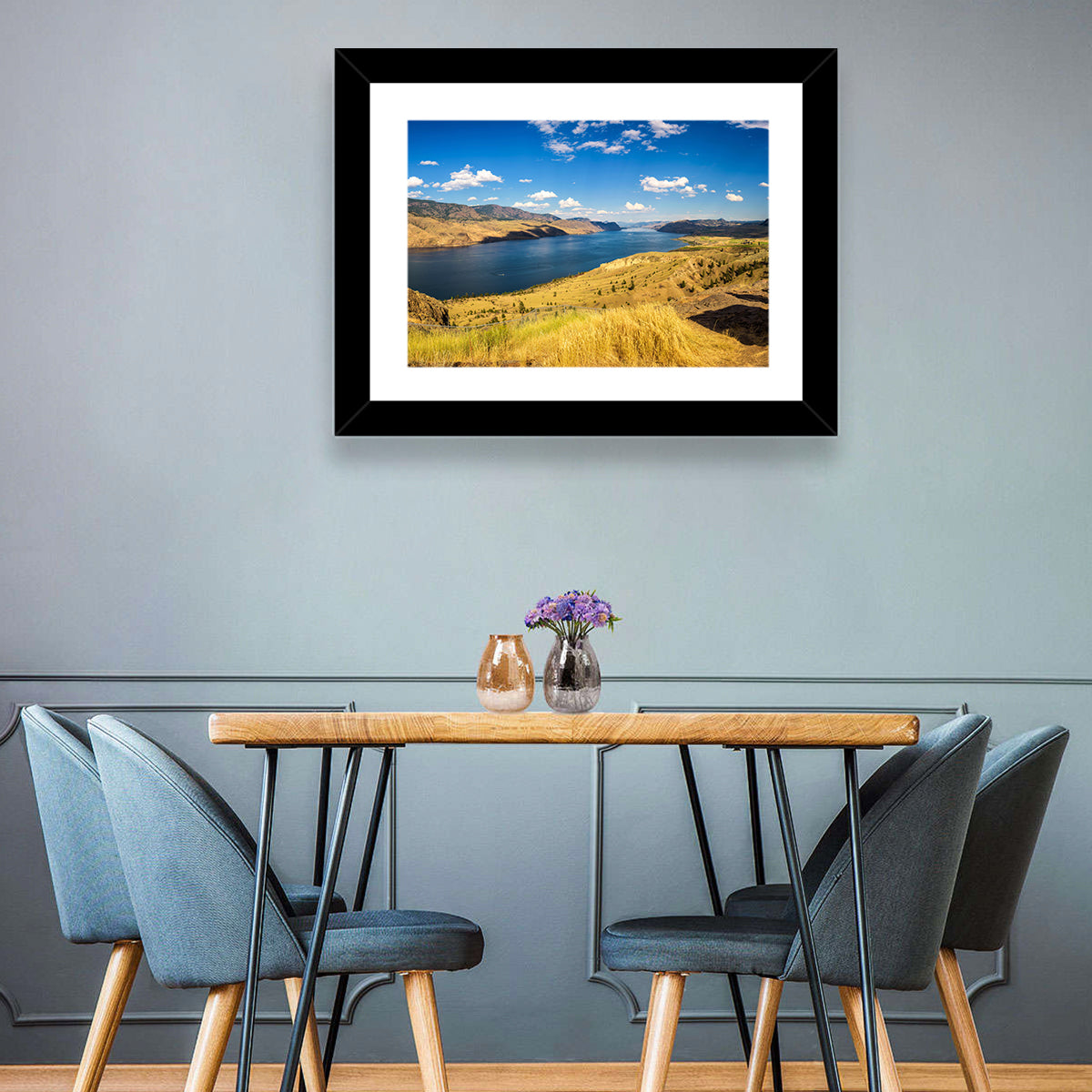 Golden Grass at Kamloops Lake Wall Art in a room, landscape