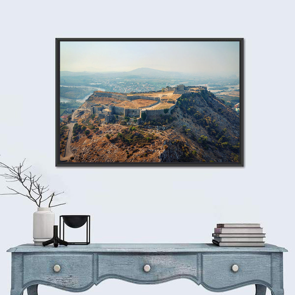 Rozafa Castle Aerial View Wall Art in a room, landscape