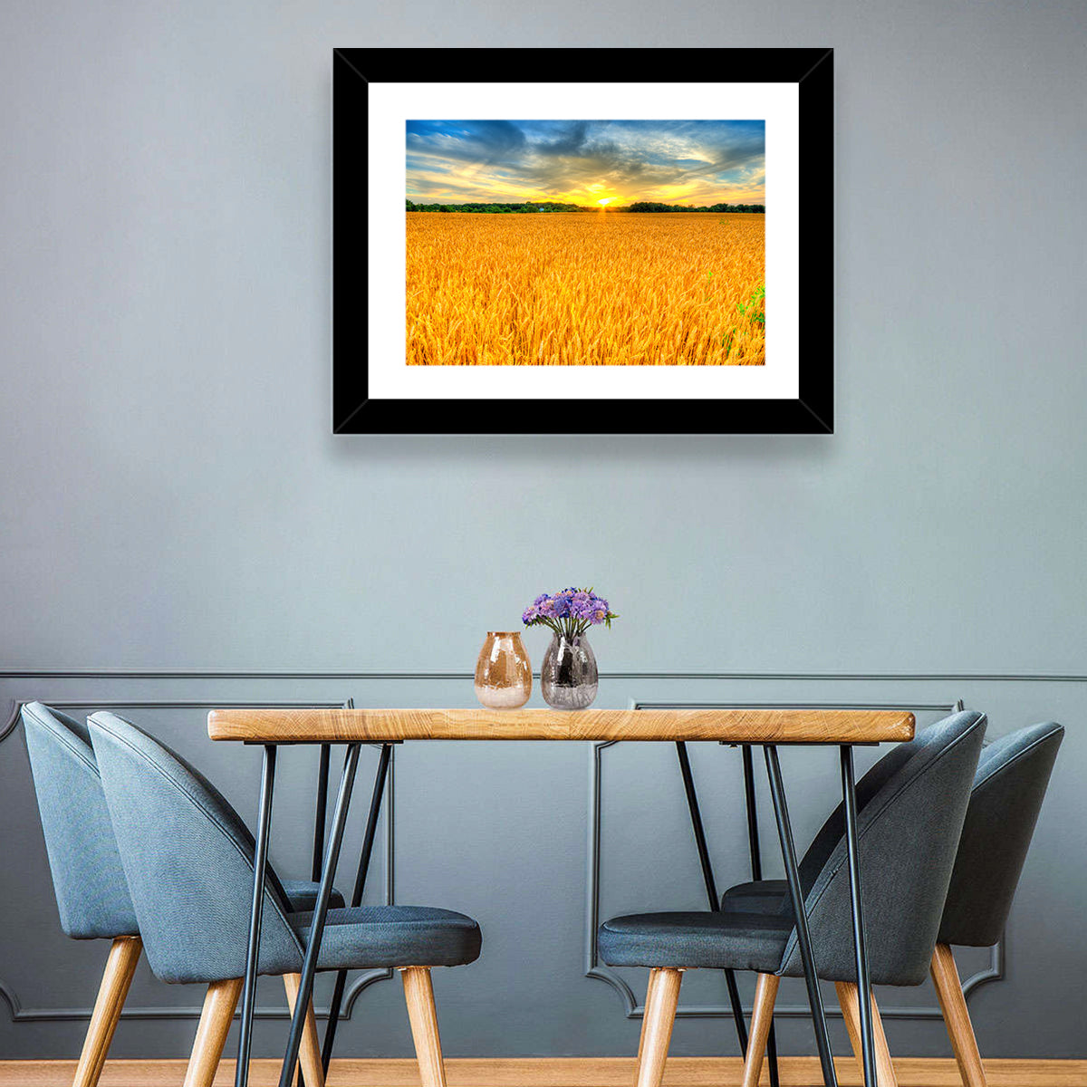 Wheat Field Sunset Wall Art