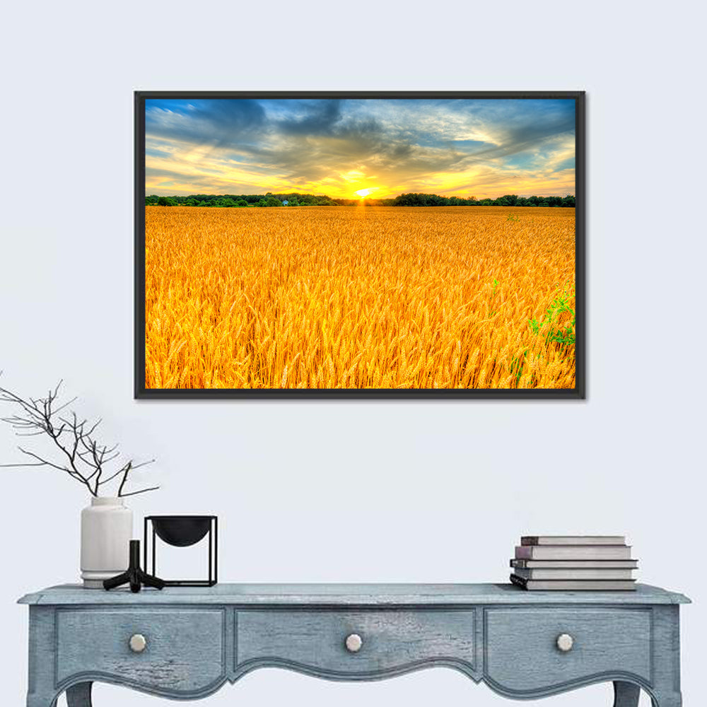 Wheat Field Sunset Wall Art