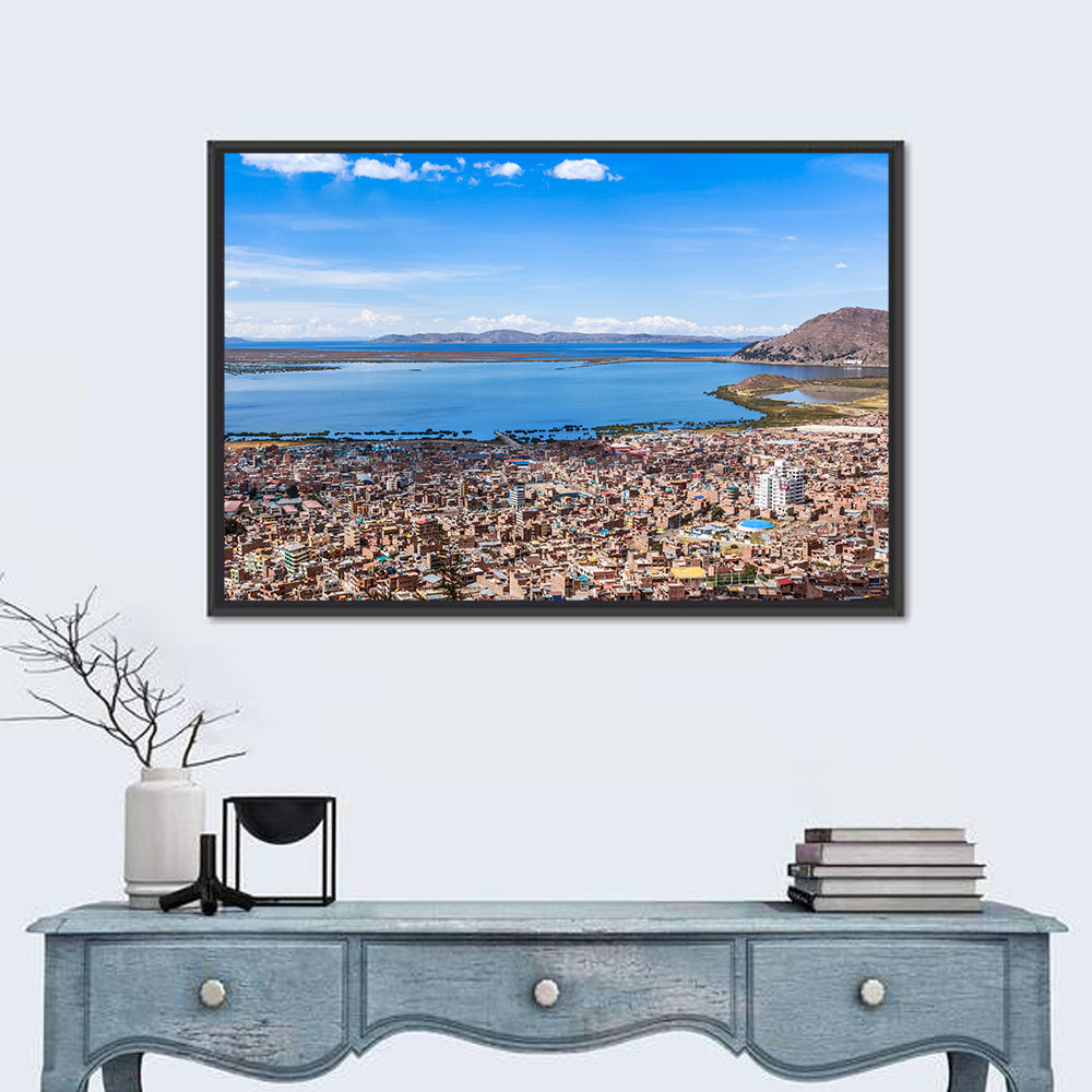 Puno Over Lake Titicaca Wall Art in a room, landscape