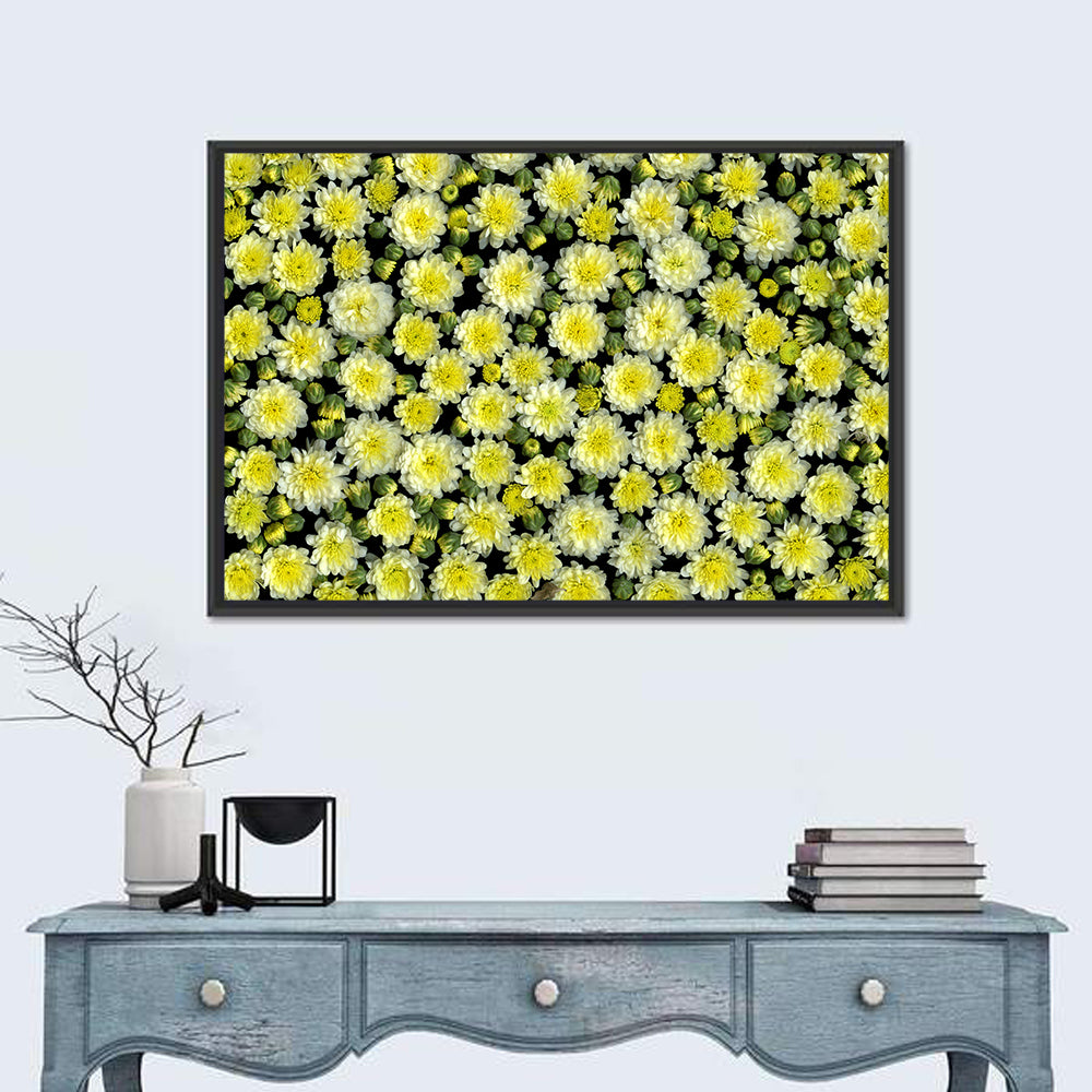 Yellow Chrysanthemum Bloom Pattern Wall Art